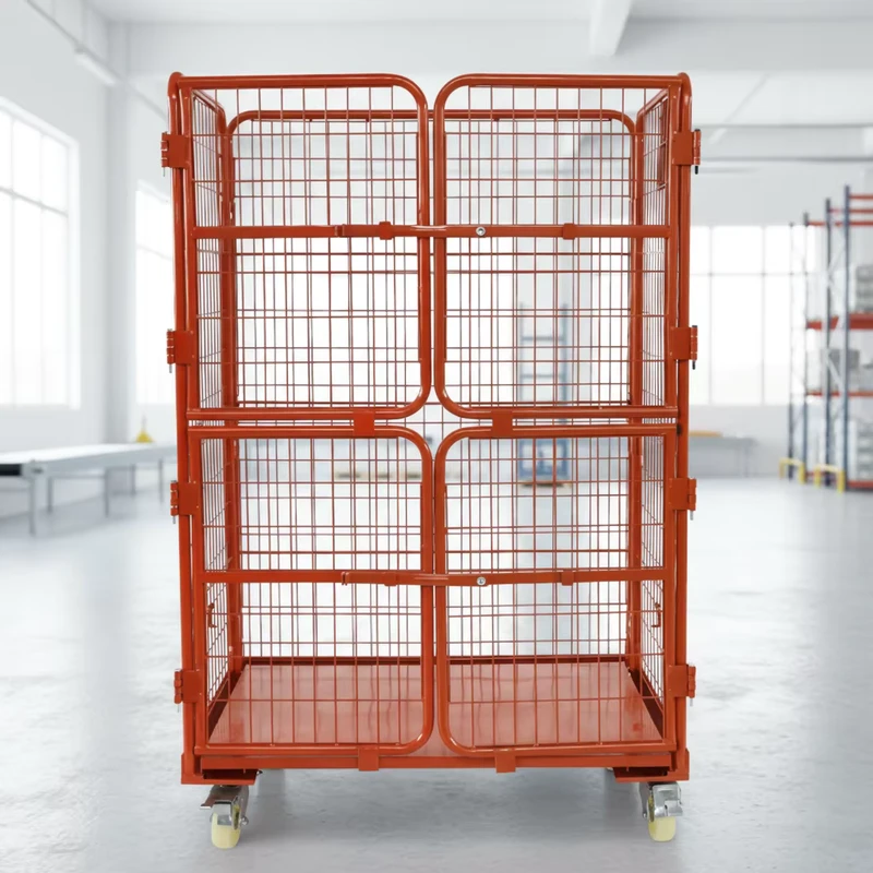 Commercial Peddle Cart Roll Container Easy Maneuver Folding Cage for Retail Logistics