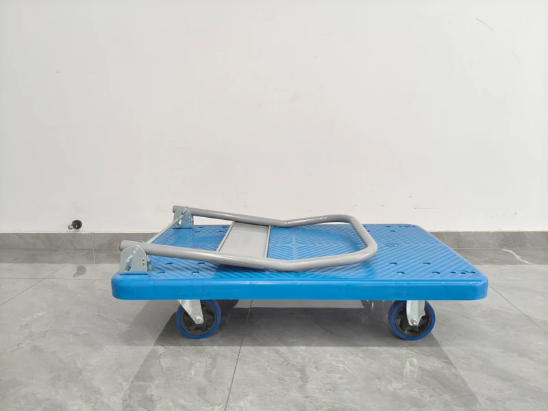 Commercial Plastic Platform Trolley Folding Pull Handle Heavy Duty Hand Cart
