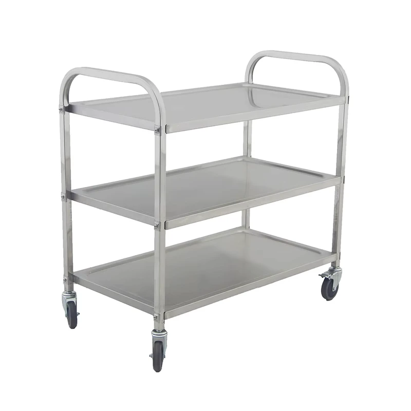 Commercial Restaurant Buffet Trolley Stainless Steel Kitchen Equipment Three tier Food Service Cart