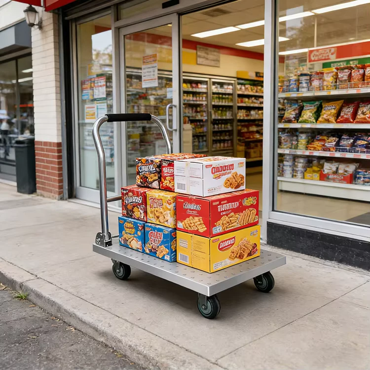 Commercial Restaurant Stainless Steel Hand Truck Trolley SUS 304 Folding Flatbed Cart for Hotels & Catering Services
