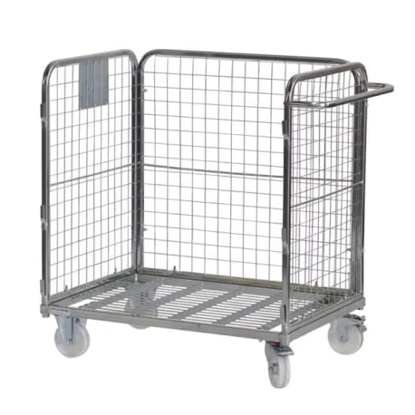 Commercial Rolling Wire Mesh Utility Cart Foldable Storage Trolley with Handle Wheels