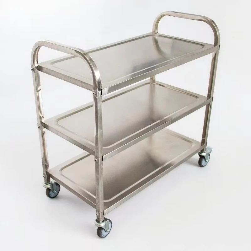 Commercial Stainless Steel 4 Wheel Trolley Utility 2 layer Cart for Restaurant and Hotel Food Service