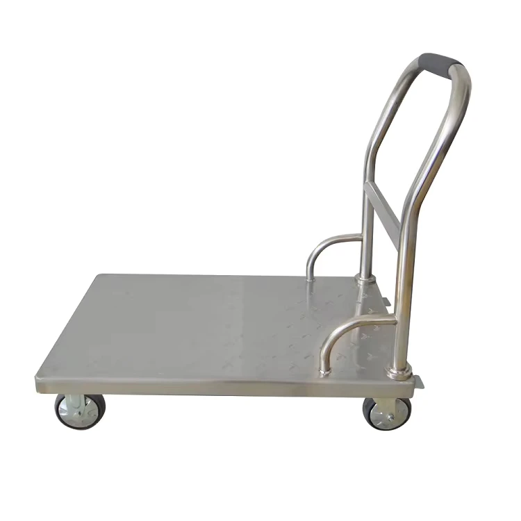 Commercial Stainless Steel Flat Trolley Cart with Modern Design for Restaurant Kitchen Equipment Hotel Supplies
