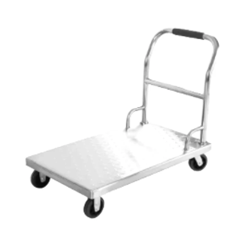 Commercial Stainless Steel Flatbed Trolley Hotel Restaurant Foldable Kitchen Trolley Transport Cart