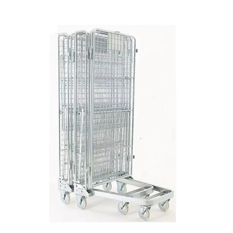 Commercial Storage Industrial 500kg Galvanized Metal Laundry Roll Cage Trolley Cart with Wheels