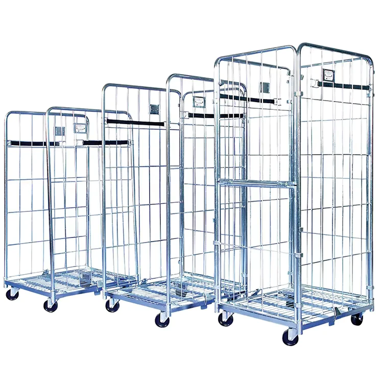 Commercial Storage Industrial Galvanised Metal Laundry Cage Trolley Cart with Castor Wheels