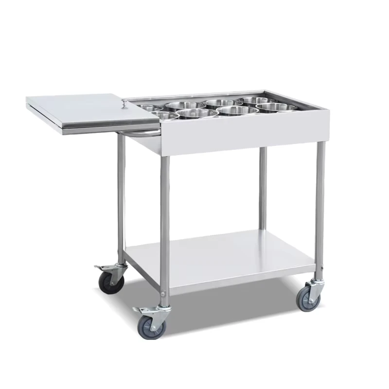 Commercial Thickened Stainless Steel Multifunctional Movable Trolley Seasoning Car Sliding Door for School Restaurant Hotel Use