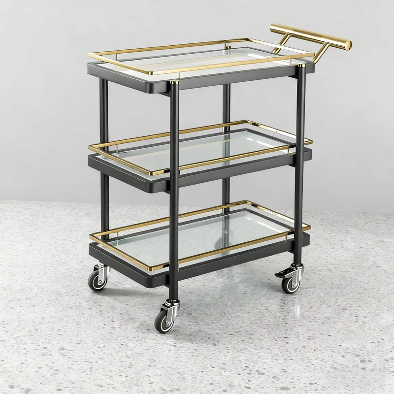 Commercial Three Layer Stainless Steel Multi Use 10L Capacity Dining Cart Hotel Restaurant Food Service Trolley