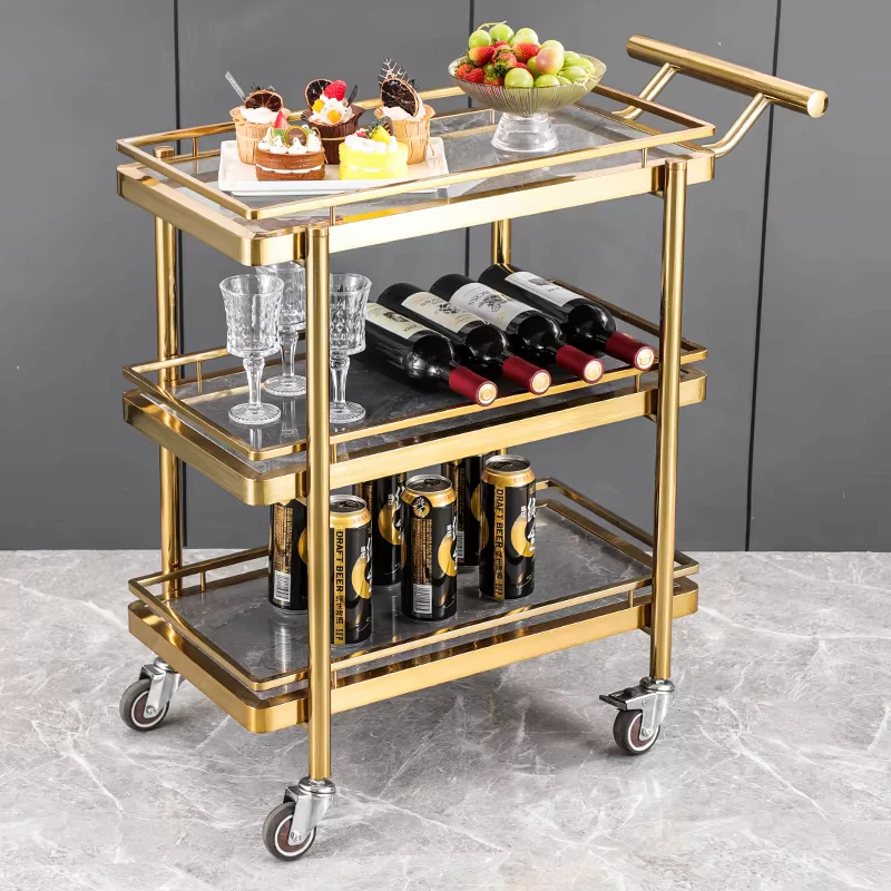 Commercial Three layer Stainless Steel Dining Cart Hotel Catering Food Service Trolley