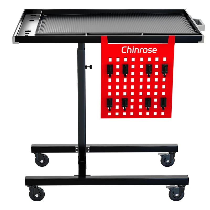 Commercial Workshop Tool Cart with Adjustable Utility Table and Multi Layer Equipment Storage for Garage Maintenance