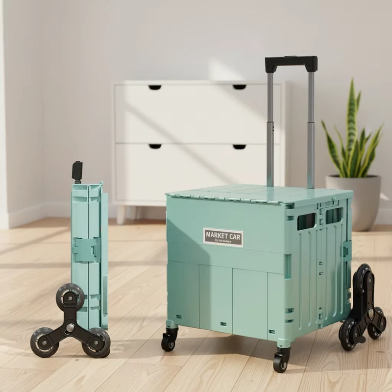 Compact Collapsible Eco Friendly 45L Utility Cart 8 Wheels PP Organizer for Food Storage and Home Garden Containers