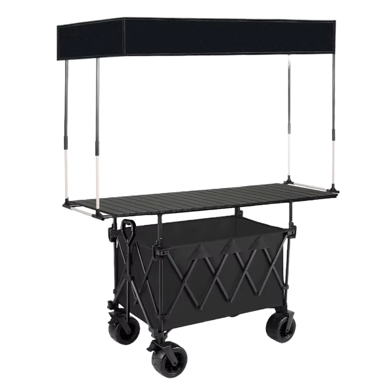 Compact Detachable Folding Camping Shopping Wagon Small Space Saving Design Home Garden Outdoor Utility Cart Foldable Four Wheel