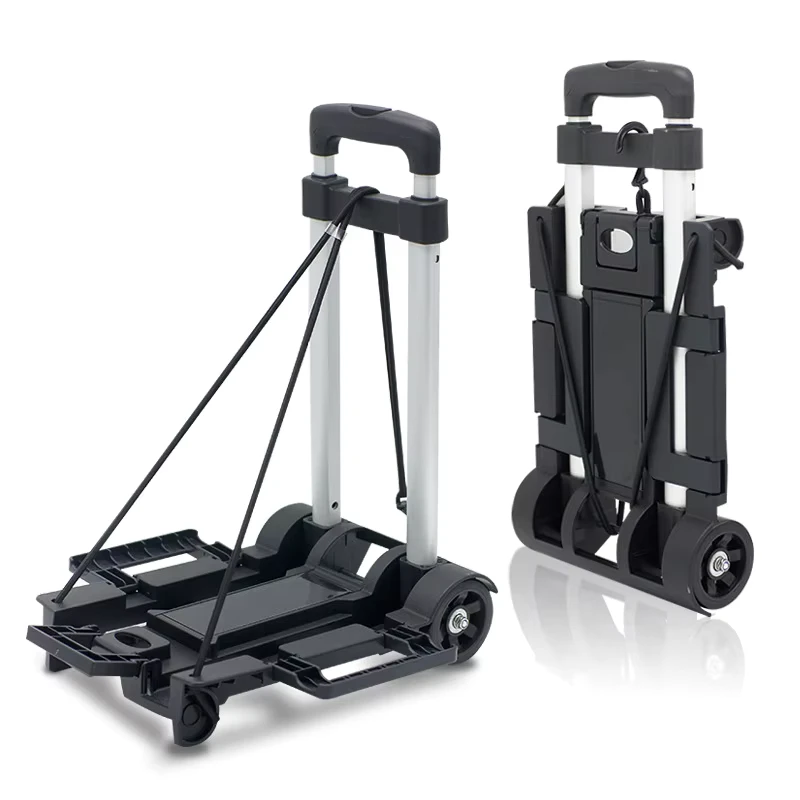 Compact Folding Cart Outside Use Shopping Travel Cart Space-Saving Transport Trolley for Grocery Shopping L006