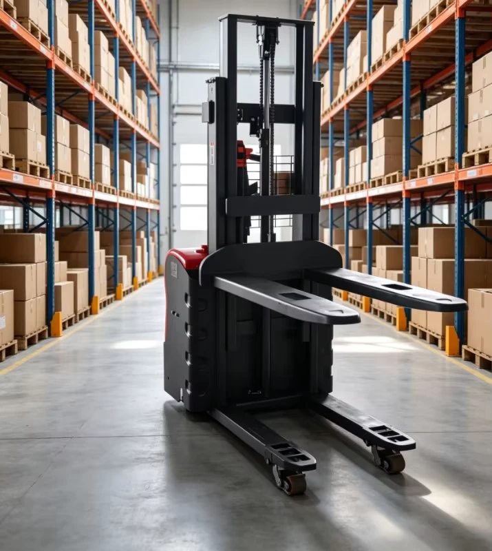 Compact Lithium Ion Electric Stacker With 2 Ton Load Capacity Good Visibility For Retail Material Handling In Narrow Spaces