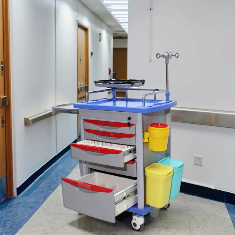 Compact Modern ABS Hospital Medical Trolley Cart Collapsible Stacked Medicine Cabinets Fold up Waste Hotel Living Room