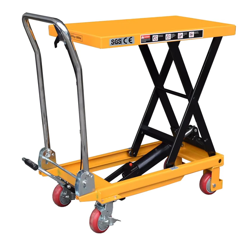 Compact Size Scissor Lift Trolley Stable Performance Trolley Lift Table Lightweight Manual Trolley Lift Table