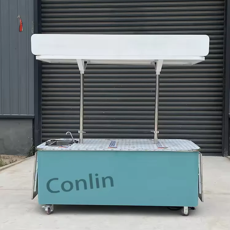 Concession Foldable Coffee Cart With Wheels Coffee Cart Trolley Cafe Mobile Cart for Sale