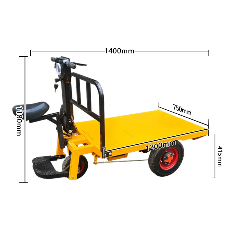 Construction Site Electric Wheelbarrow Hand Push Flat Car Wheelbarrow Tire Electric Hand Carts Trolleys