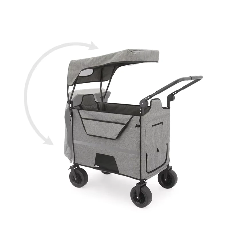 Convenient Outdoor Folding Camping Cart for Children Hand Pulled Reclining Picnic Travel Trailer Foldable for Storage