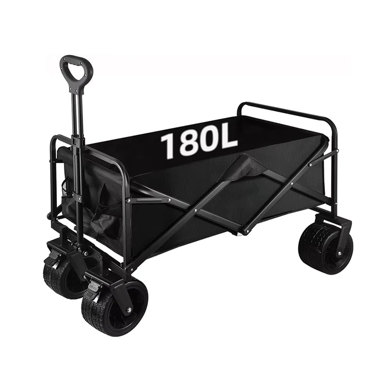 Convenient Outdoor Folding Wagon Cart with Big Wheels Beach & Camping Cart Trolley Foldable and Portable