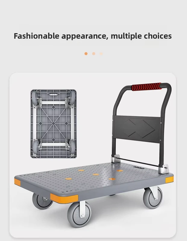 Convertible Folding Platform Hand Cart Trolley Four Wheel Heavy Duty Industrial Warehouse Transport Shopping Cart OEM