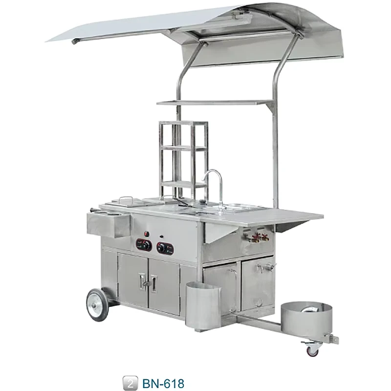CosBao Gas Powered Stainless Steel 3 Wheel Hot Dog Bike Cart Rust Resistant Finish Deep Fryer 1 Year Warranty for Fast Food