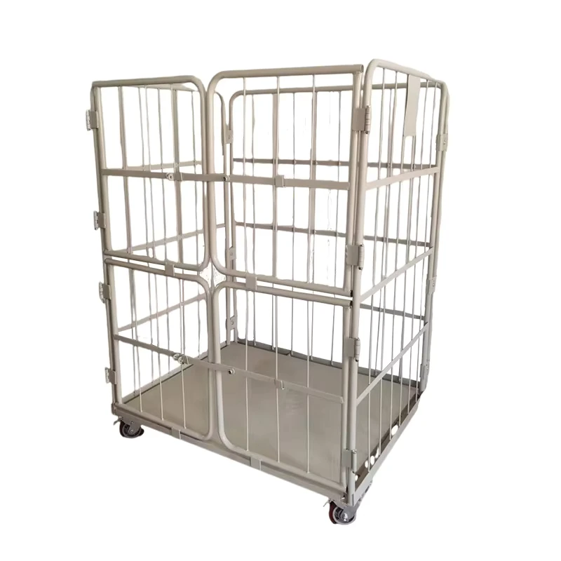 Cost Effective Folding Steel Wire Mesh Pallet Metal Collapsible Storage Roll Cage Trolley
