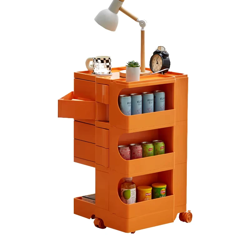 Creative Cart Nordic Style Double Tier Rotating Snack Locker Removable Living Room Storage Cabinet Internet Plastic Food Storage