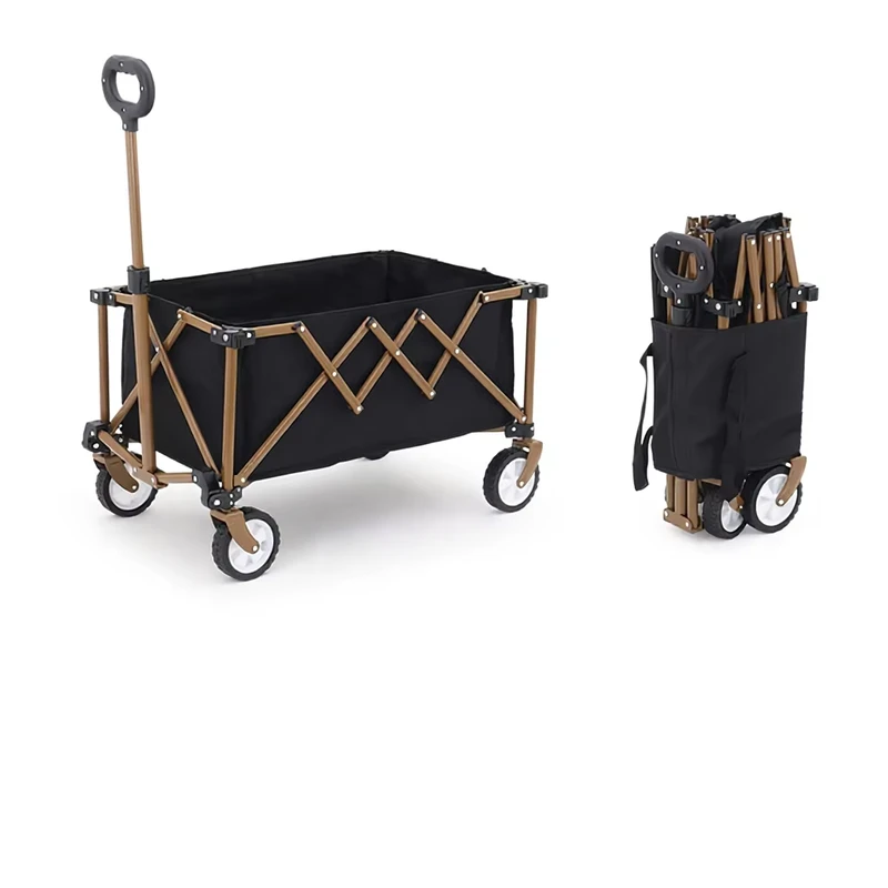 Cross border Outdoor Portable Camping Cart Narrow Wheel Mobile Folding Cart Customization Steel Adjustable Height