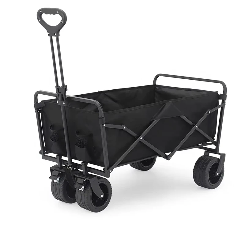 Cross border Outdoor Steel Camper Folding Portable Flat Wide Wheel Camp Camping Stall Trolley Cart Custom Model 1004 AXG