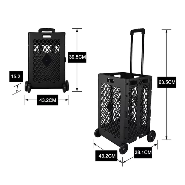 Custom 4 Wheels Supermarket Plastic Shopping Trolley Cart