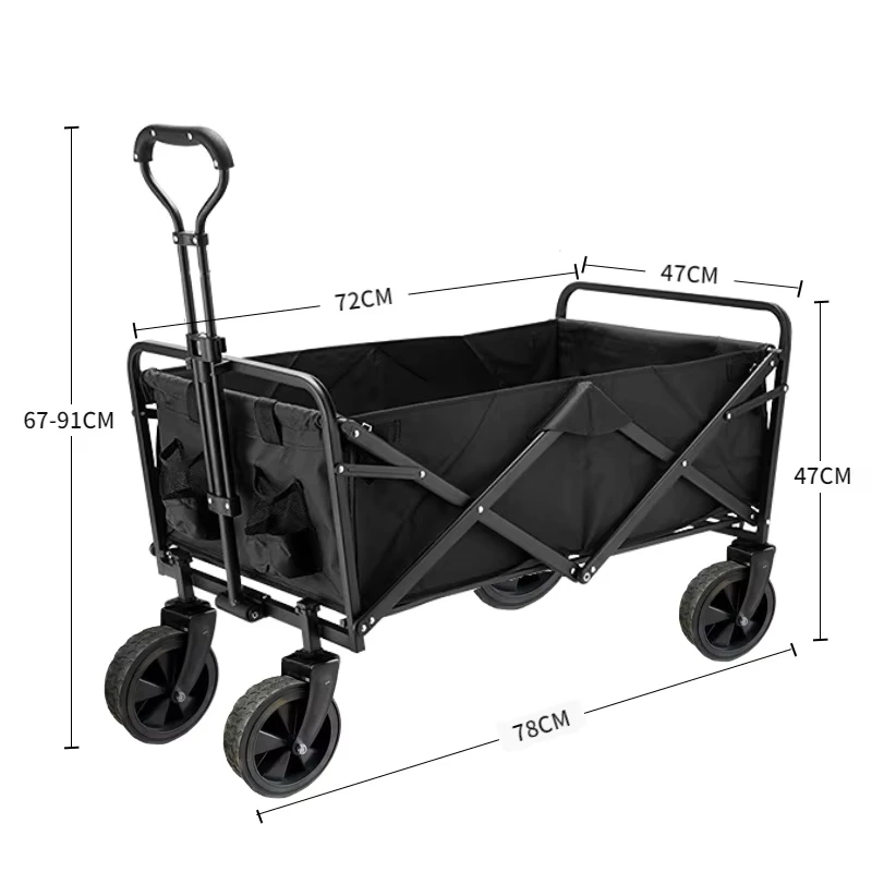 Custom 5 Inch PVC Wheel Picnic Beach Camping Outdoor Cart Foldable Wagon Heavy Duty Collapsible Cart Garden Trolley Wagon Cart