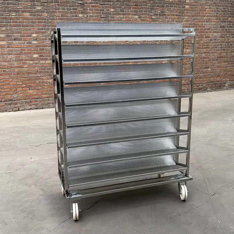Custom Baking Trolley Stainless Steel Bakery Hand Cart Multi layer Food Storage Trolley Detachable Pastry Bread Transport Cart