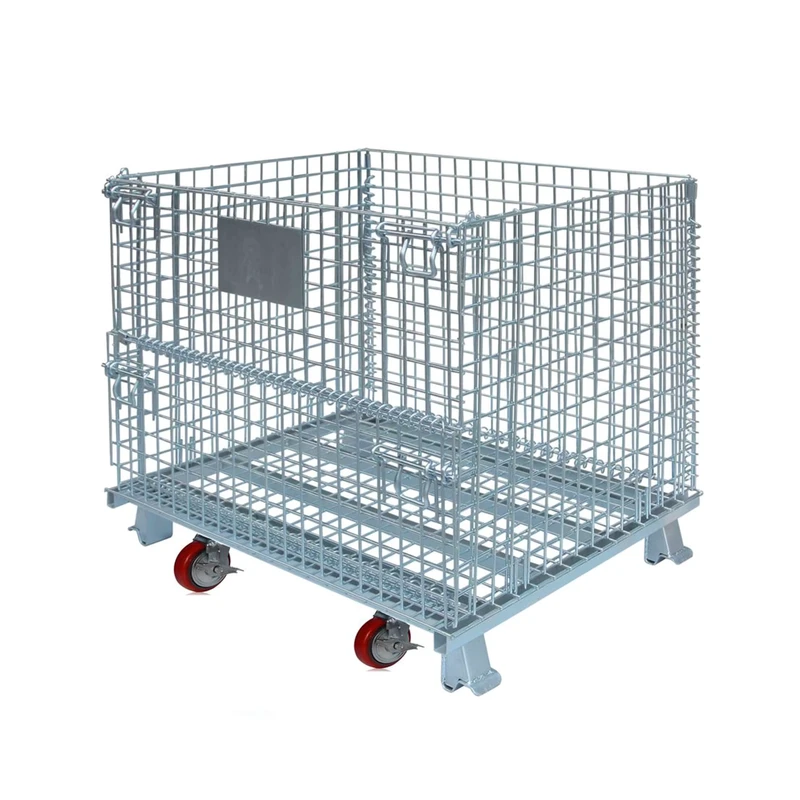 Custom CNC Broaching Stainless Steel Folding Logistics Cage Trolley Supermarket with Easy Storage