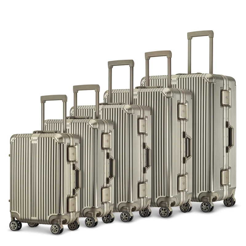 Custom Classic Light Weight Luxury Carry on Aluminum Frame PC Hardshell TSA Lock Spinner Suitcase