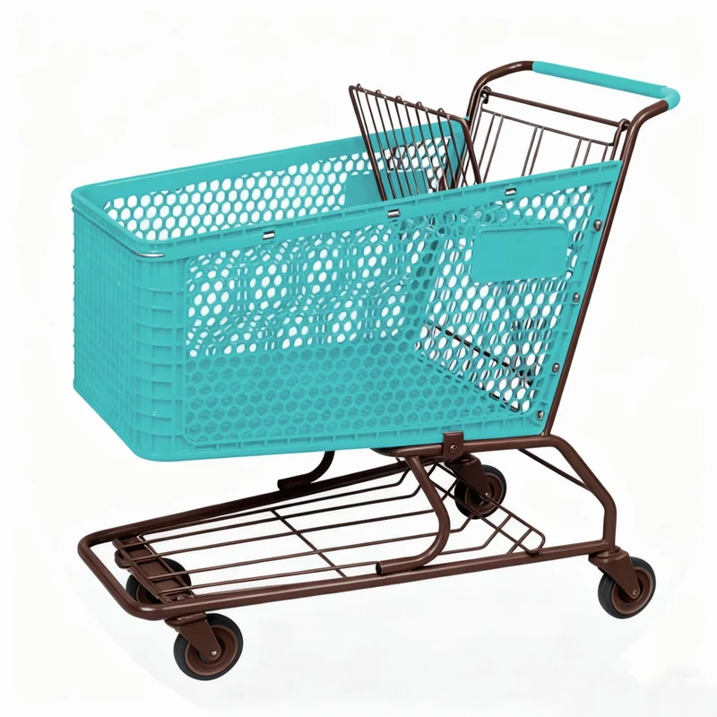 Custom Color Half Plastic Shopping Trolley Supermarket Retail Grocery Car