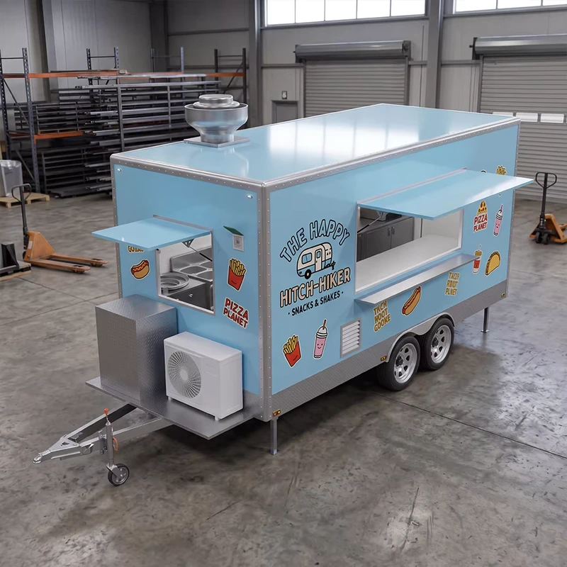 Custom Composite Hotdog Cart Pizza Truck Fast Food Mobile Kitchen Food Stall Mobile Bar Station Concession Trailer