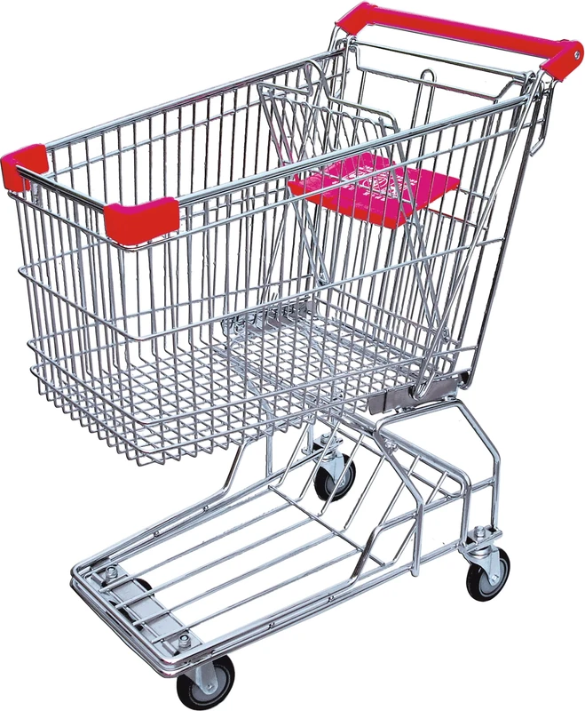 Custom Durable Steel Metal Chrome Plated Unfolding Design Supermarket Convenience Store Shopping Trolley Carts 90/100/120L