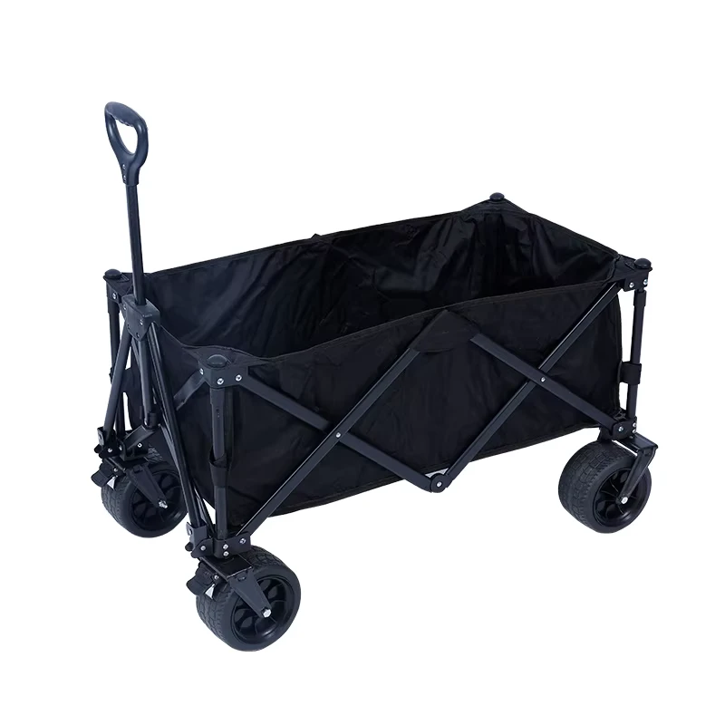 Custom Heat Transfer All Terrain 4 Wheel Industrial Folding Camping Wagon Cart Portable Collapsible Outdoor Utility Trolley Farm