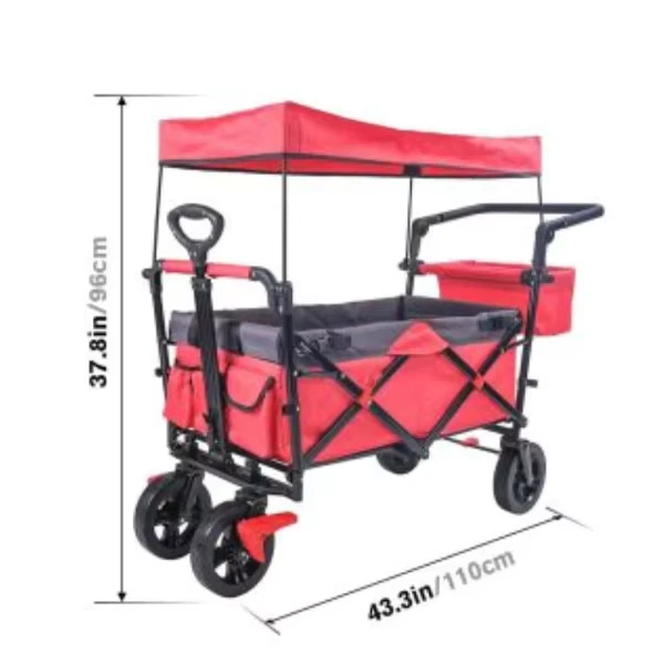 Custom Heavy Duty 600D Oxford Folding Cart Portable 90KG 200lb Capacity Collapsible Utility Wagon Four Wheel Shopping