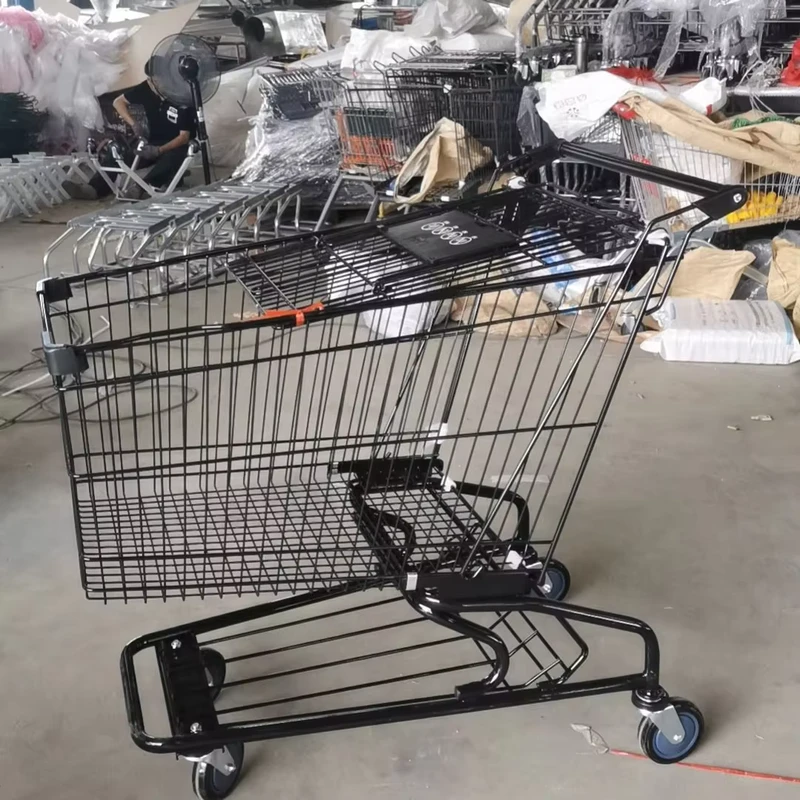 Custom High Quality Customized Steel Large American Style Cart Supermarket Store Shopping Trolley