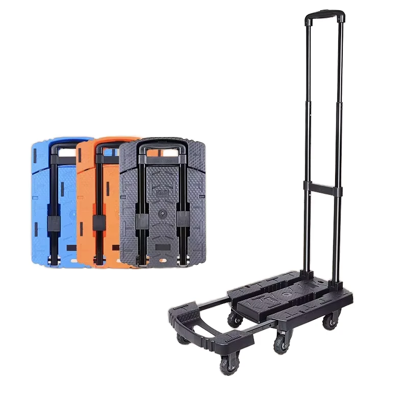 Custom Hotel Airport Transport 200KG 6 Wheel Aluminum Alloy Small Portable Foldable Utility Hand Carts Trolleys Luggage Cart