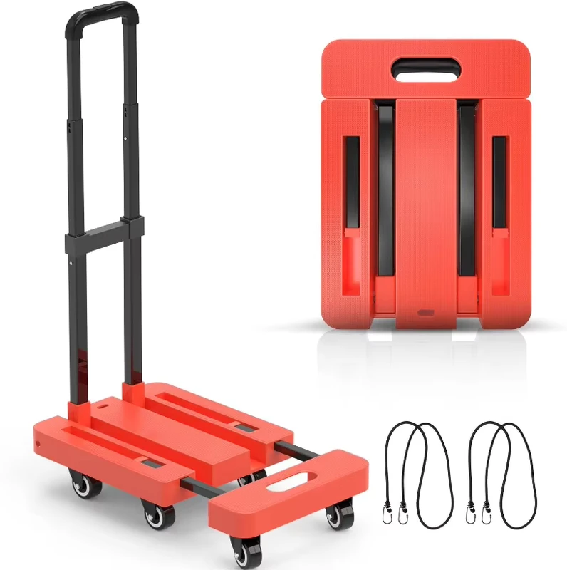 Custom Hotel Airport Transport 200kg 6 Wheel Aluminum Alloy Small Portable Foldable Utility Hand Carts Trolleys Luggage Cart