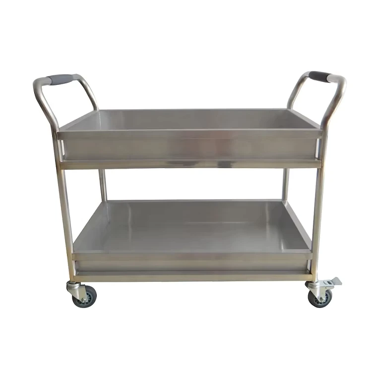 Custom Hotel Restaurant Service Food Cart Stainless Steel Trolley with Fire-Retardant Coating Adjustable