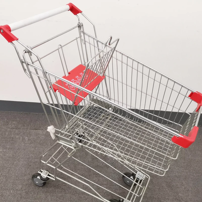 Custom Large Capacity Supermarket Shopping Trolleys Carts Grocery Galvanizing Hand Push Shopping Cart With Wheels