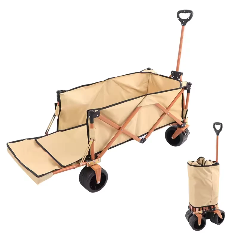 Custom Logo 10 Inch Portable Foldable Car Wagon Easy Carry Hand Cart Night Market Stall Trolley Platform for Outdoor Camping