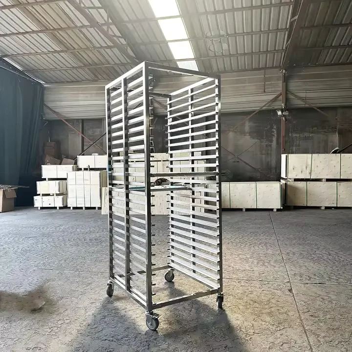 Custom Made Detachable 201 304 Stainless Steel Bakery Oven Rack Four Wheel Bread Trolley with Baking Tray Pans for Baking