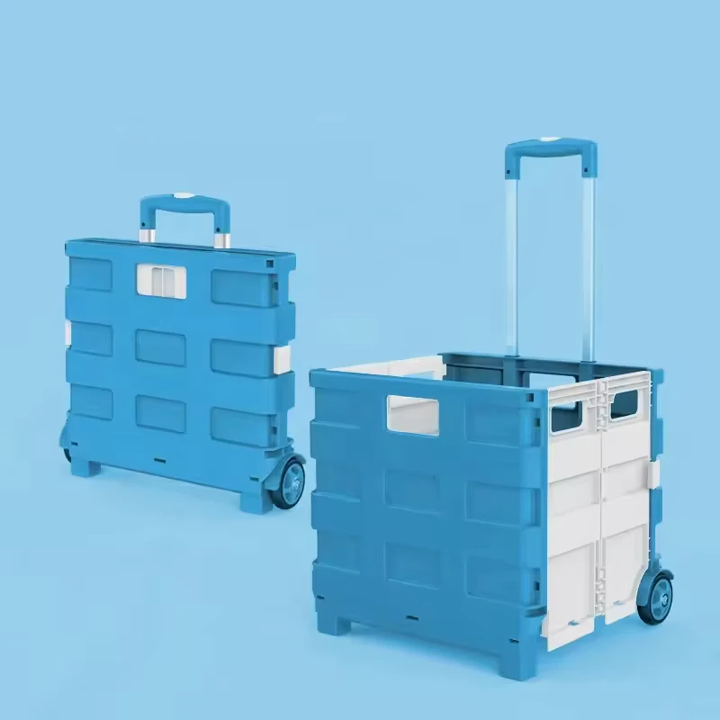 Custom Multi functional Foldable Shopping Cart Outdoor Lightweight Portable Large Capacity 45L Trolley