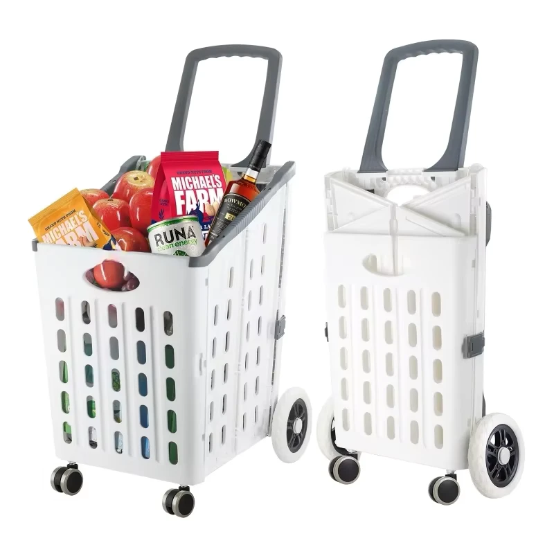 Custom New Supermarket Store Hand Carts Mini Small Portable Foldable Shopping Cart Shopping Trolley for Home Use