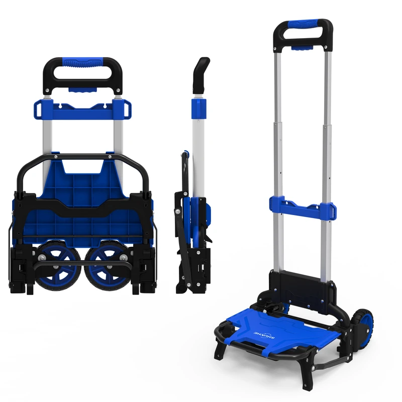 Custom OEM 60KG Folding Luggage Cart Portable Aluminum Hand Truck with Two Wheels Lightweight Shopping Cart & Transport Trolley